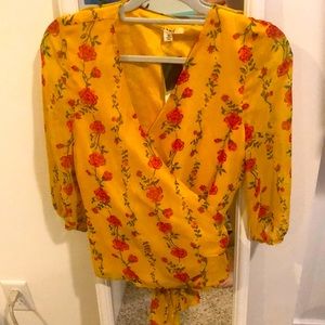 NWT Boutique Wrap Rose Mustard Blouse